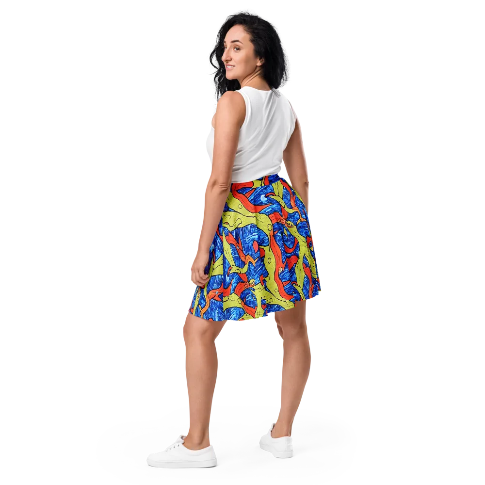 Barbier's Wave on Skater Skirt — Back