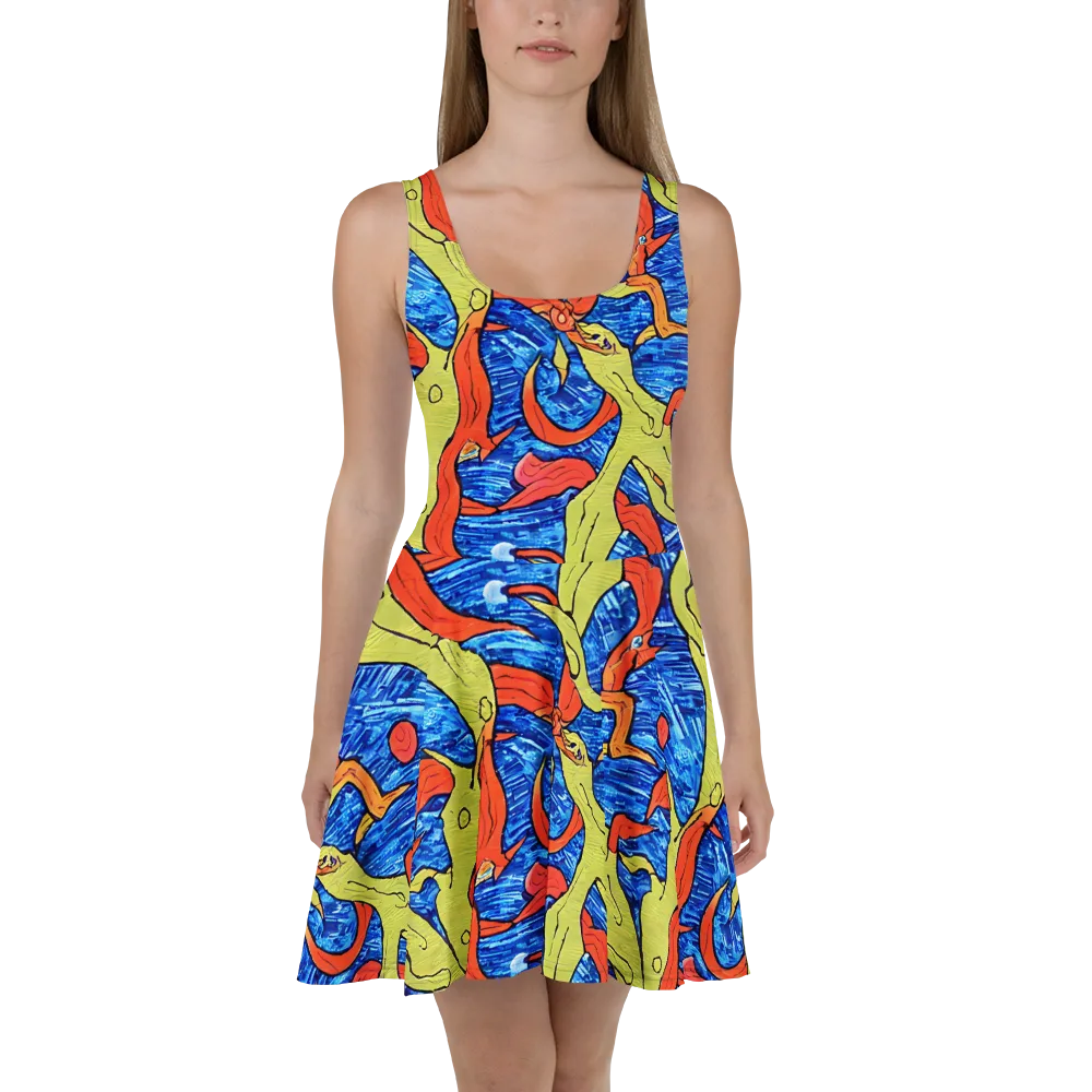 Barbier's Wave on Skater Dress — Front