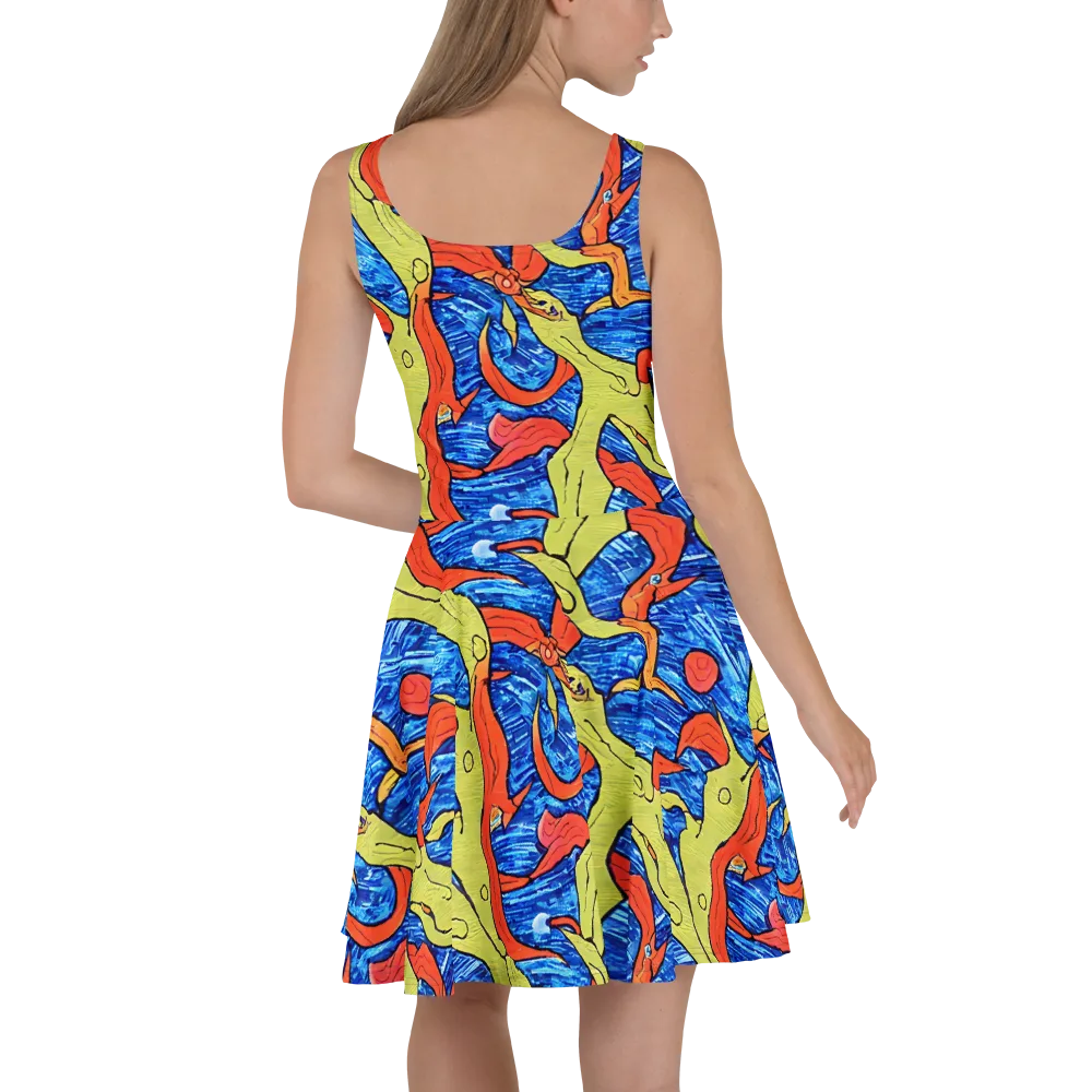 Barbier's Wave on Skater Dress — Back