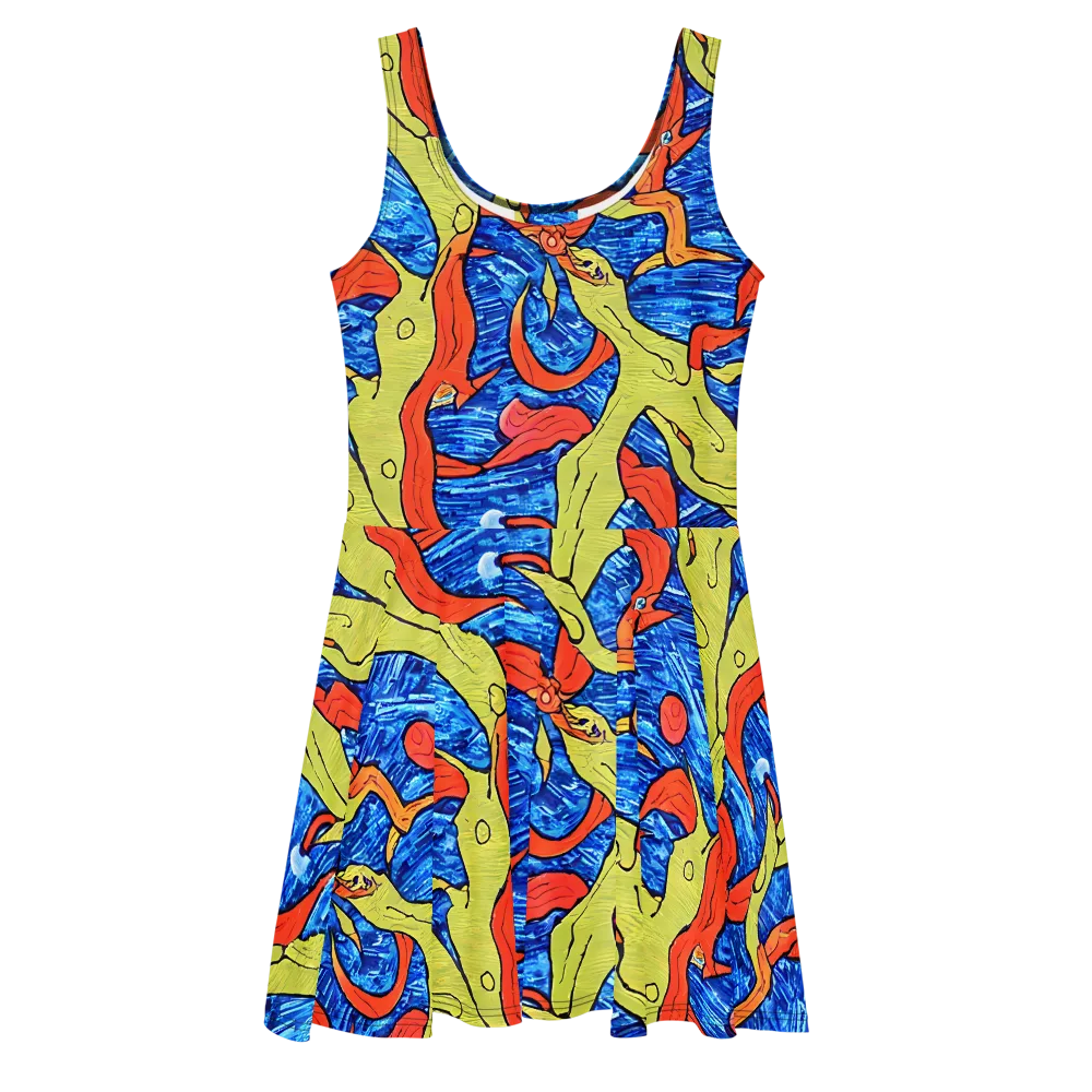 Barbier's Wave on Skater Dress — Front