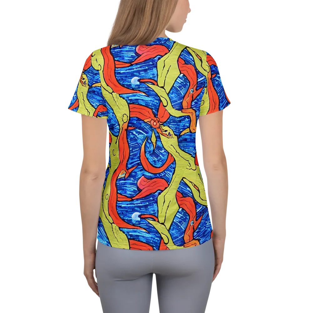 Barbier's Wave on Women's Athletic T-Shirt — Back