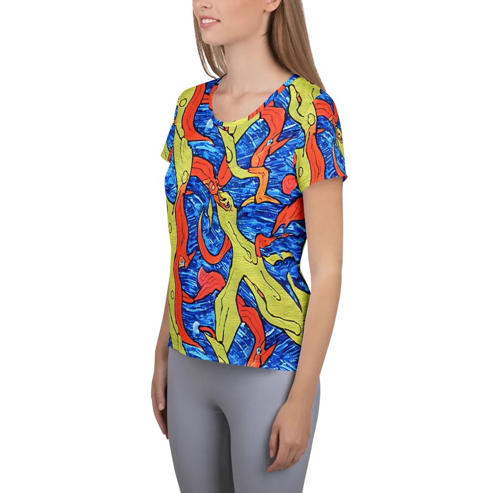 Barbier's Wave on Women's Athletic T-Shirt — Left