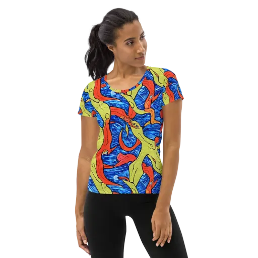 Barbier's Wave on a Women's Athletic T-Shirt