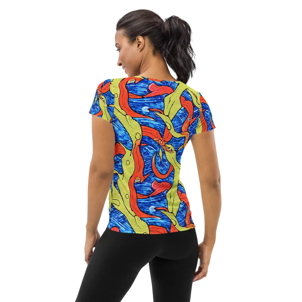 Barbier's Wave on Women's Athletic T-Shirt — Back