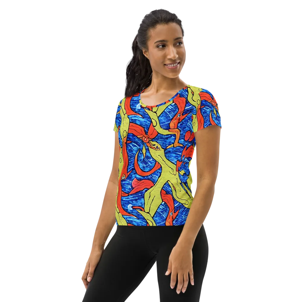 Barbier's Wave on Women's Athletic T-Shirt — Left