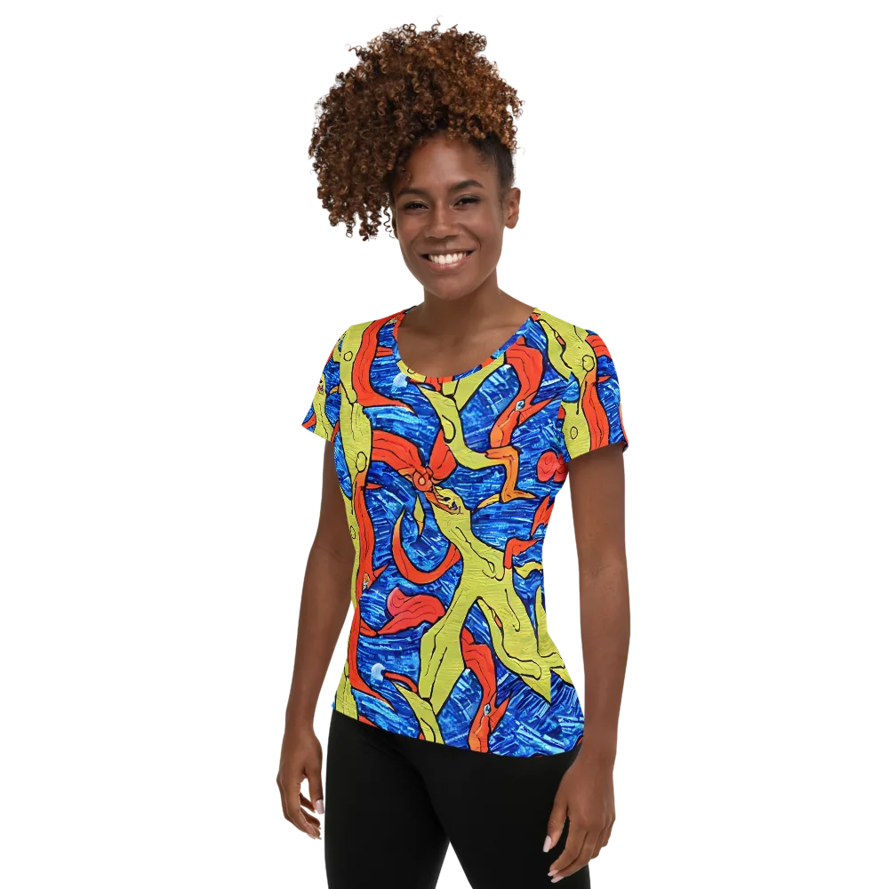 Barbier's Wave on Women's Athletic T-Shirt — Left