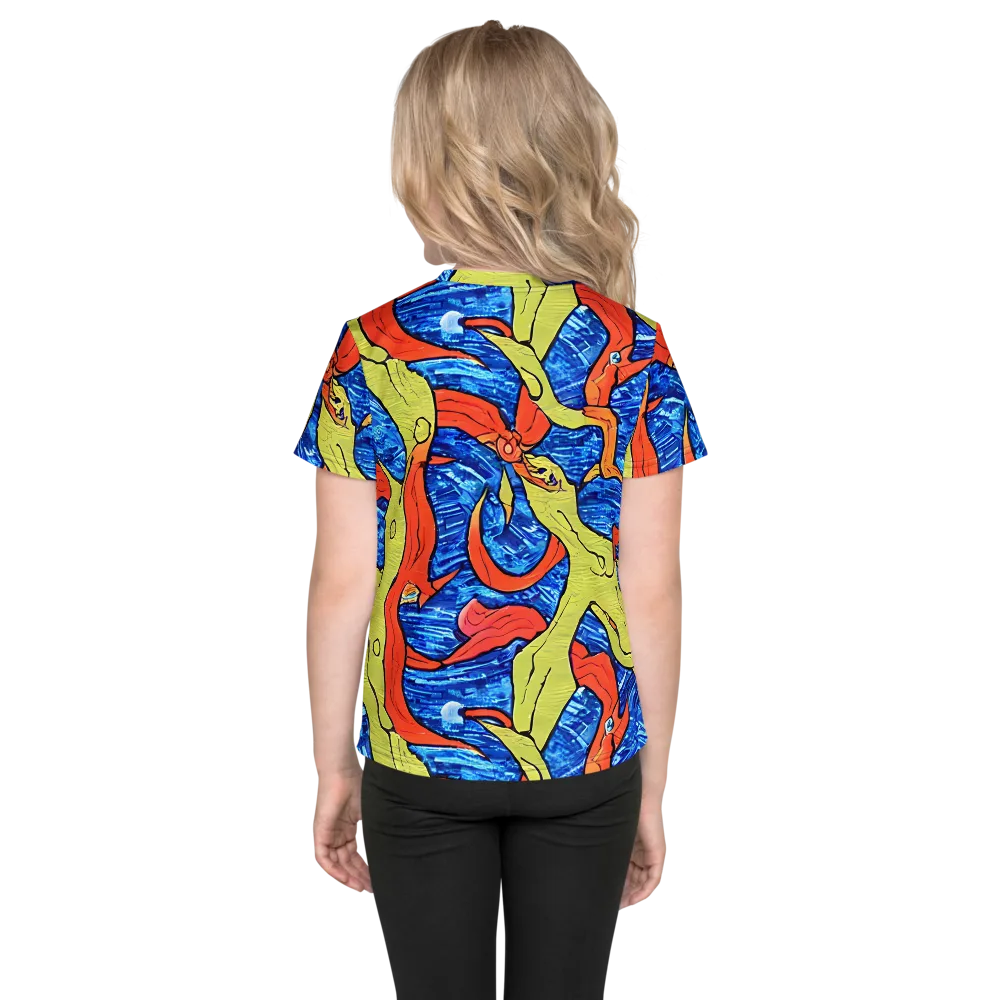 Barbier's Wave on Kids Crew Neck T-Shirt — Back