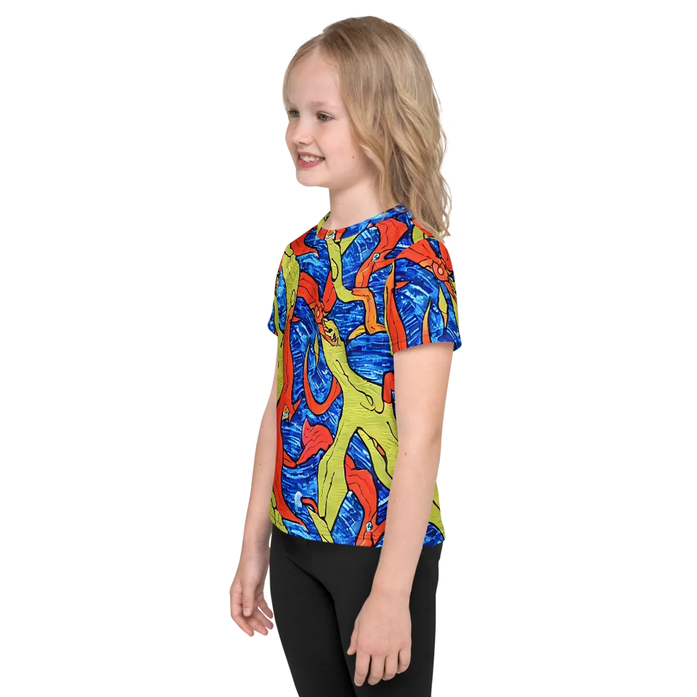Barbier's Wave on Kids Crew Neck T-Shirt — Left