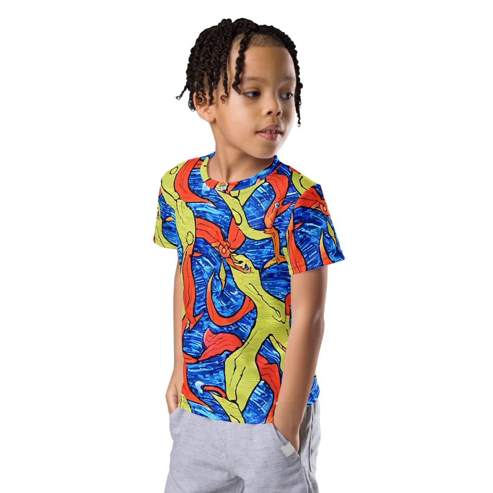 Barbier's Wave on Kids Crew Neck T-Shirt — Left Front