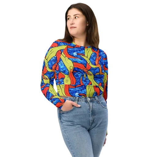 Barbier's Wave on a Long Sleeve Crop Top