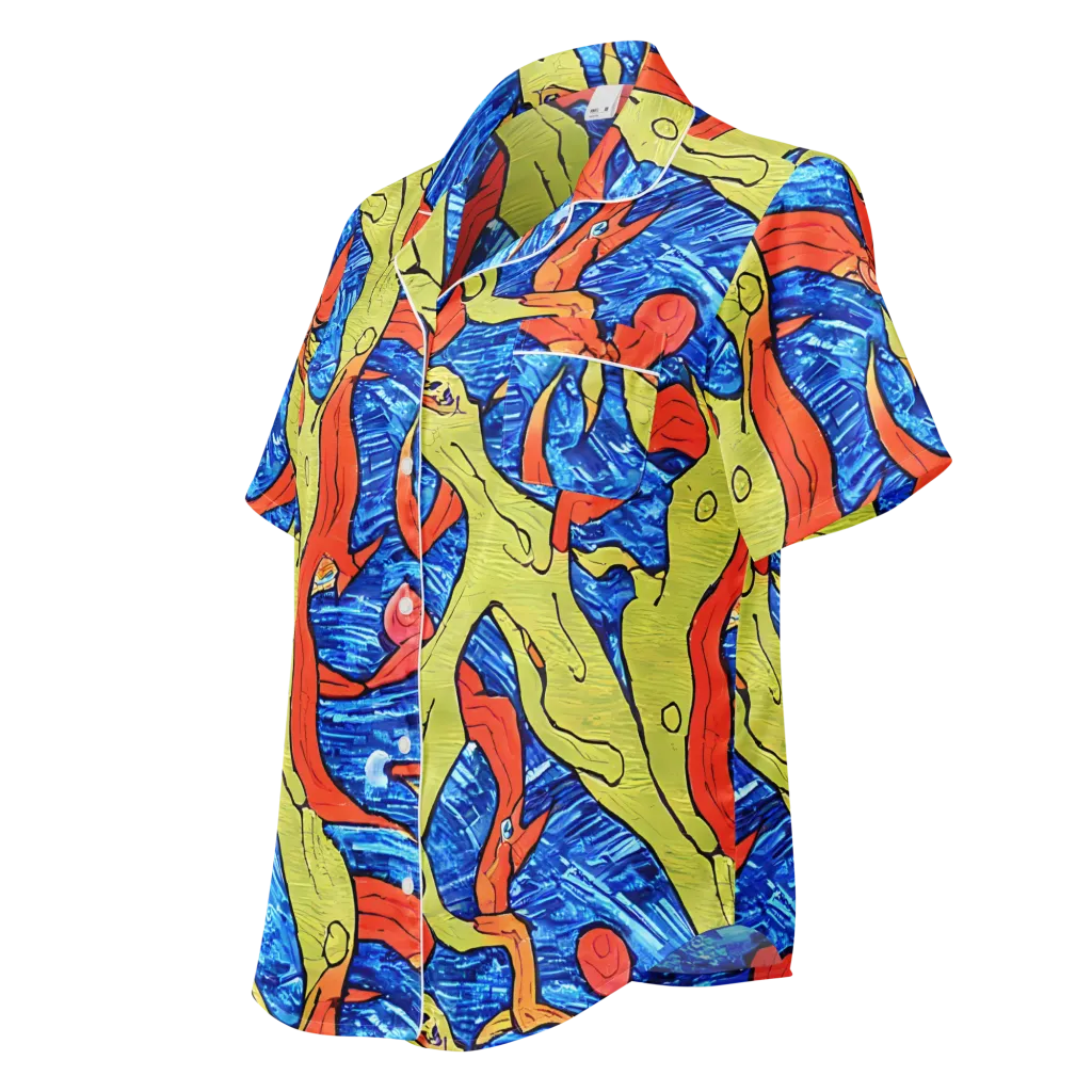 Barbier's Wave on Women's Short Sleeve Pajama Top — Left Front