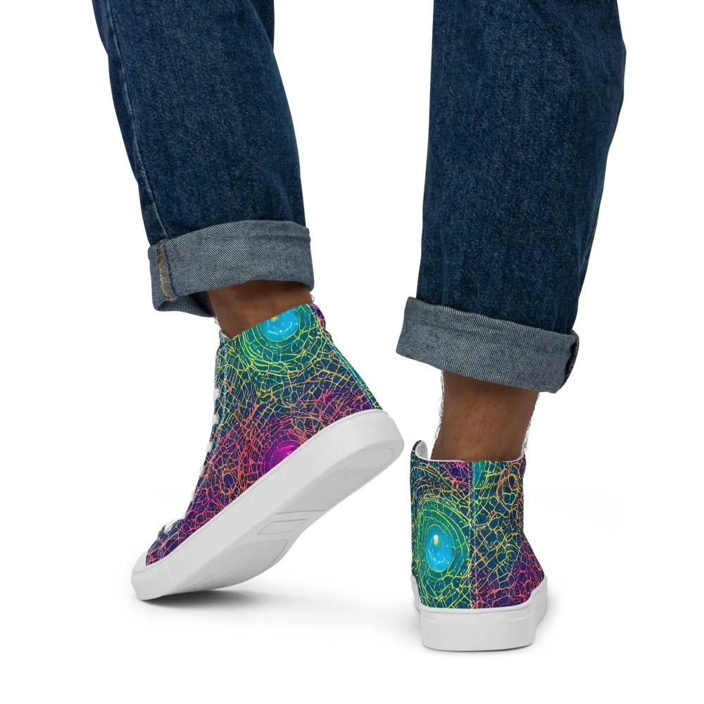 Velde Vortex on Men's High Top Canvas Shoes — Back