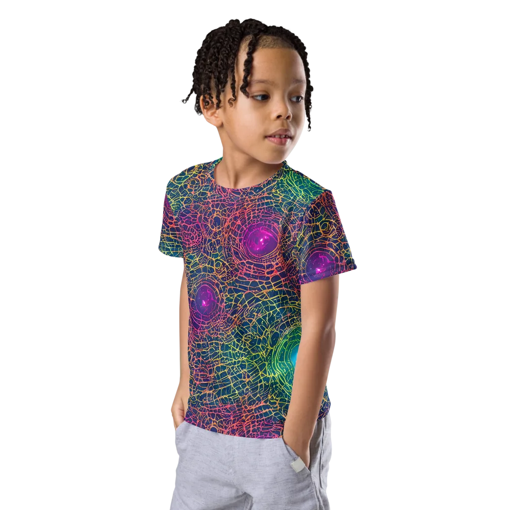 Velde Vortex on Kids Crew Neck T-Shirt — Left Front