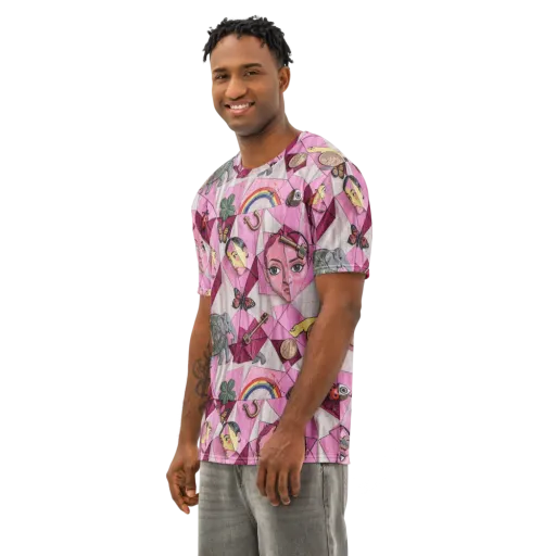 Pink Paradox on a Men's Cotton Crew Neck T-Shirt