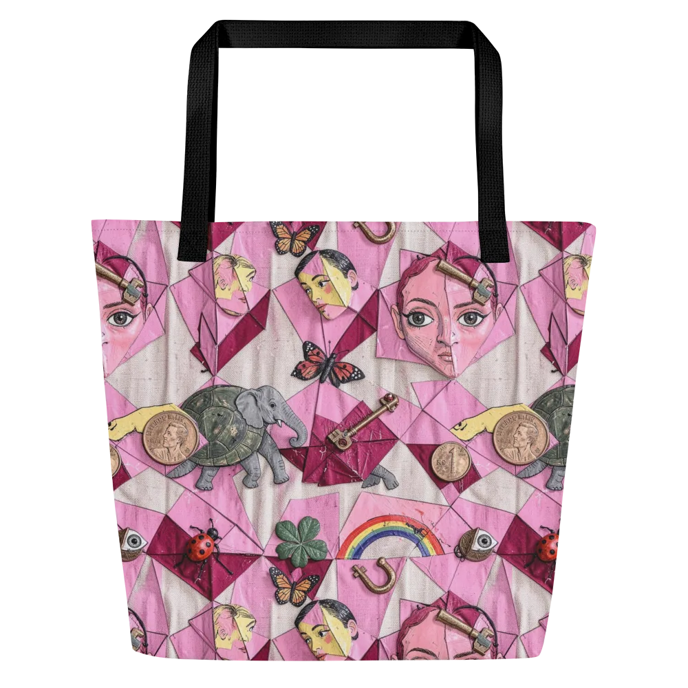Pink Paradox on Large Tote Bag W/ Pocket — Front