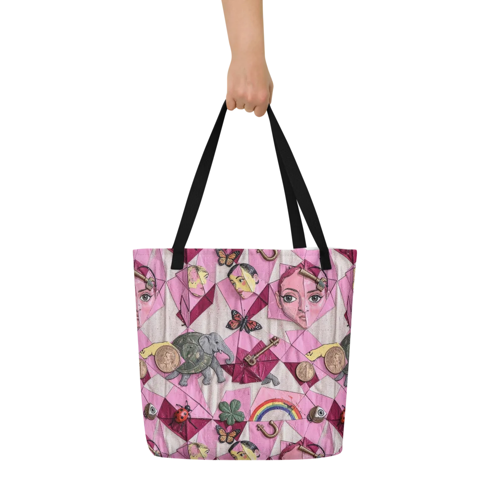Pink Paradox on Large Tote Bag W/ Pocket — Front