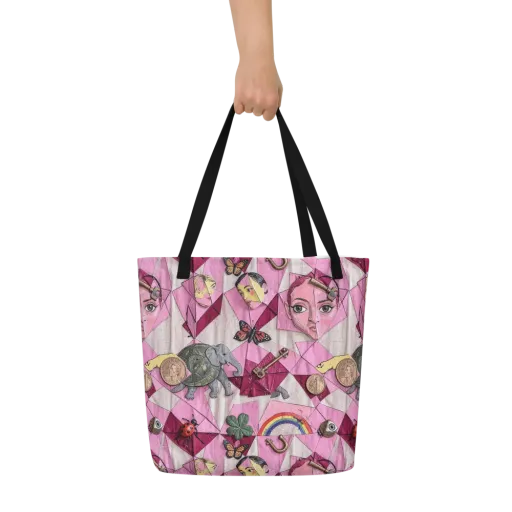 Pink Paradox on a Large Tote Bag W/ Pocket