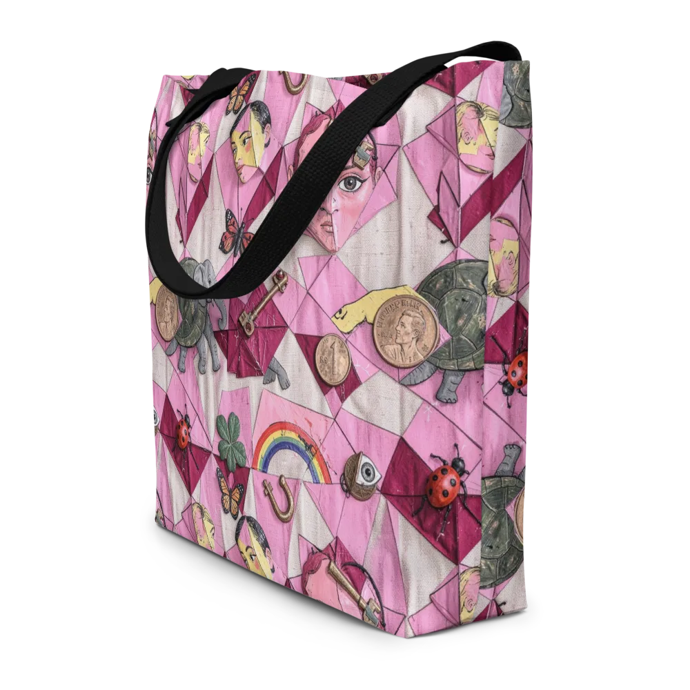 Pink Paradox on Large Tote Bag W/ Pocket — Front