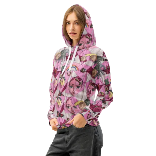 Pink Paradox on a Cotton Hoodie