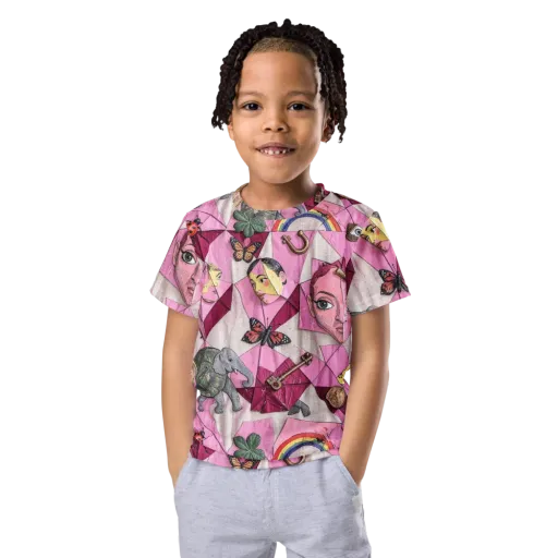 Pink Paradox on a Kids Crew Neck T-Shirt