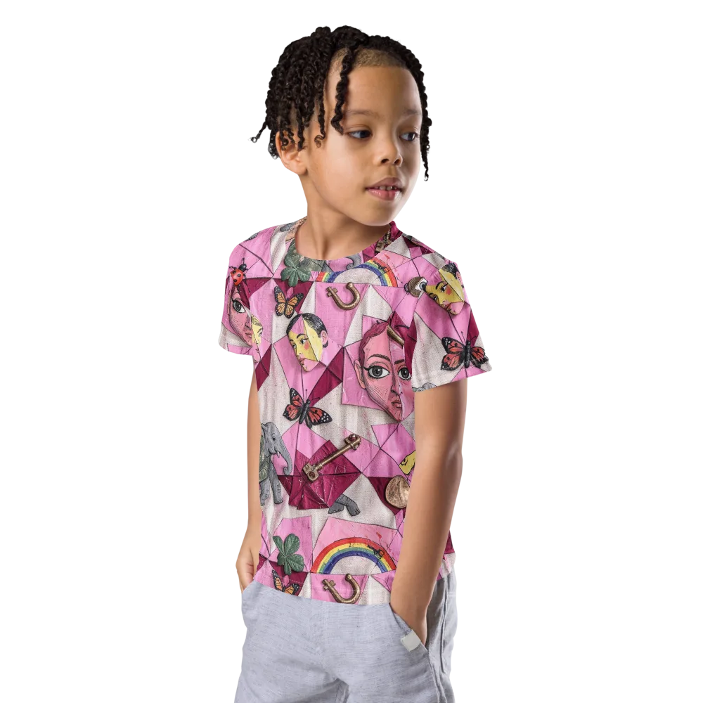 Pink Paradox on Kids Crew Neck T-Shirt — Left Front