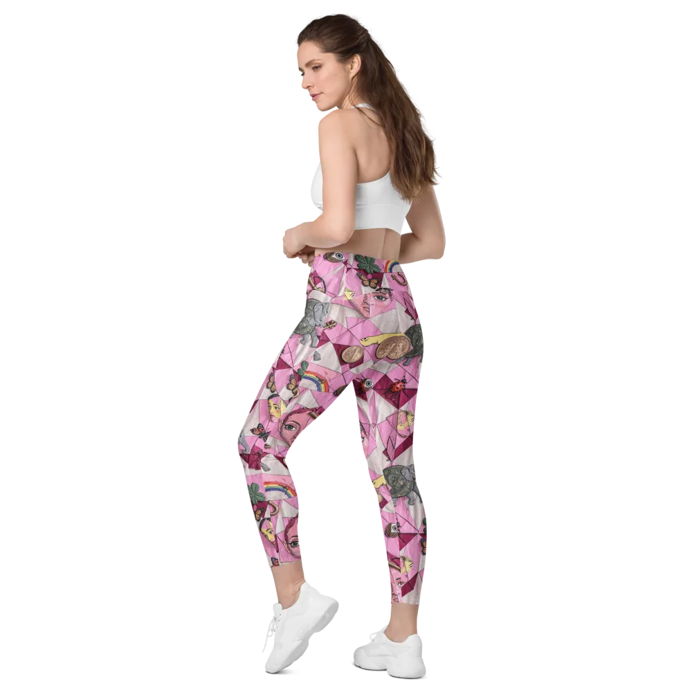 Pink Paradox on Leggings with Pockets — Left Back