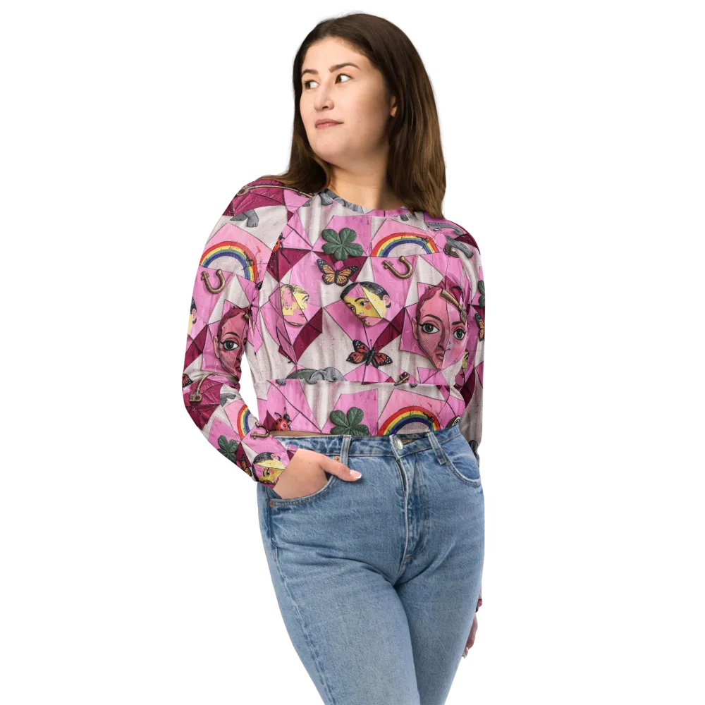Pink Paradox on Long Sleeve Crop Top — Front