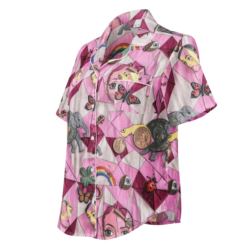 Pink Paradox on Women's Short Sleeve Pajama Top — Left Front
