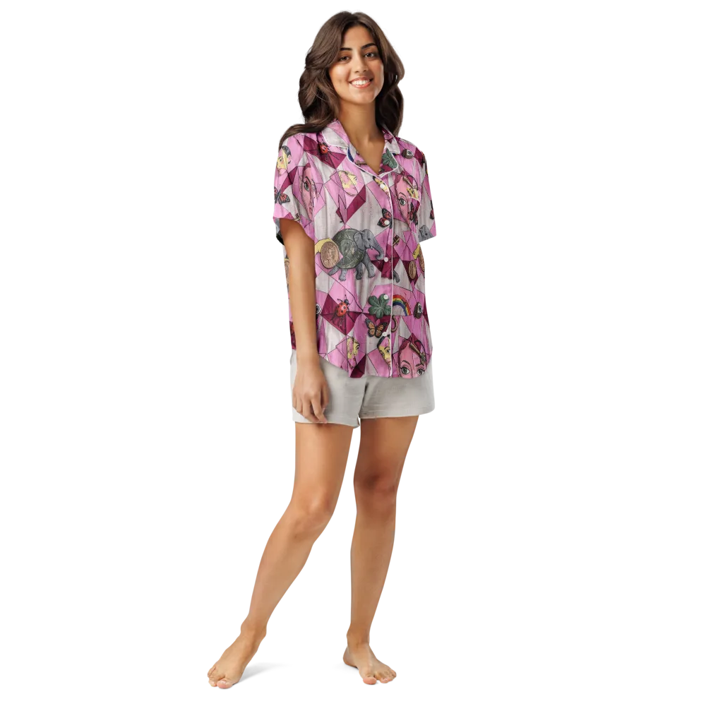 Pink Paradox on Women's Short Sleeve Pajama Top — Front