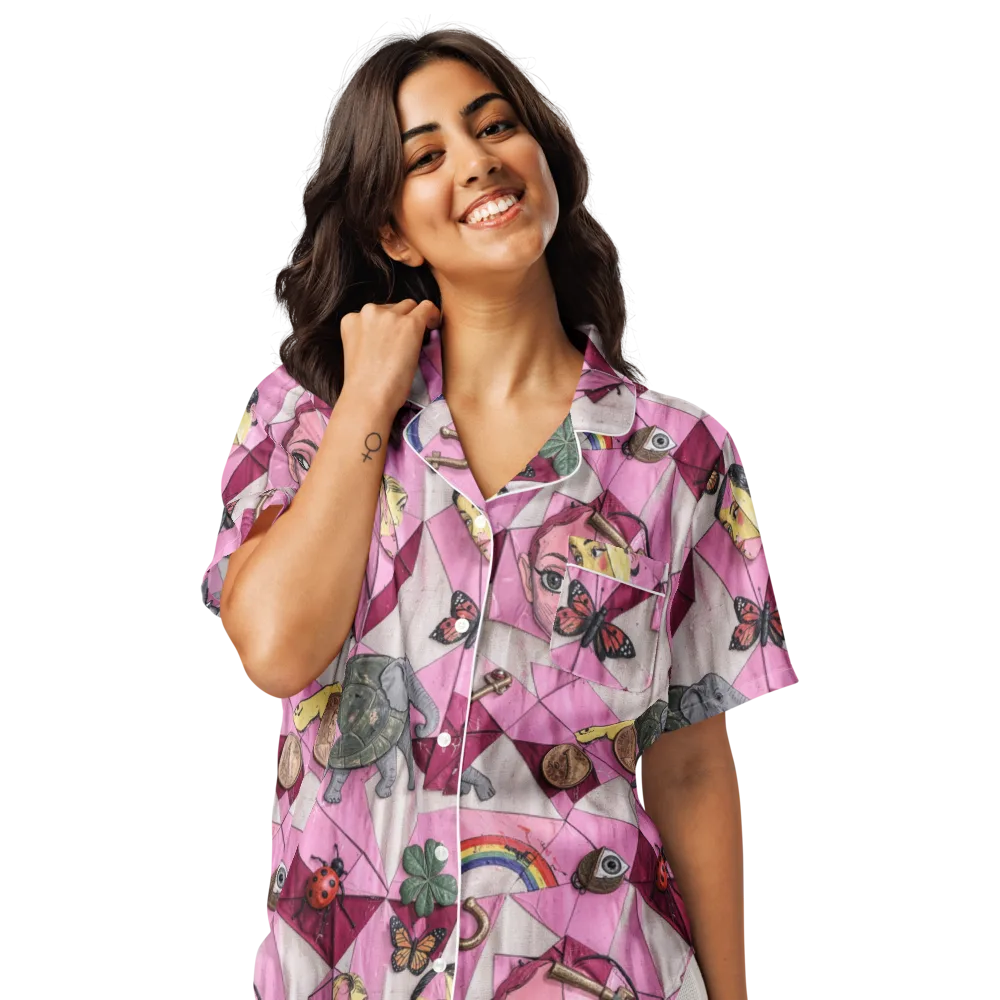 Pink Paradox on Women's Short Sleeve Pajama Top — Front
