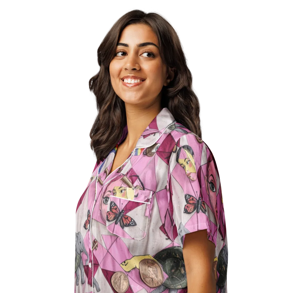 Pink Paradox on Women's Short Sleeve Pajama Top — Left Front