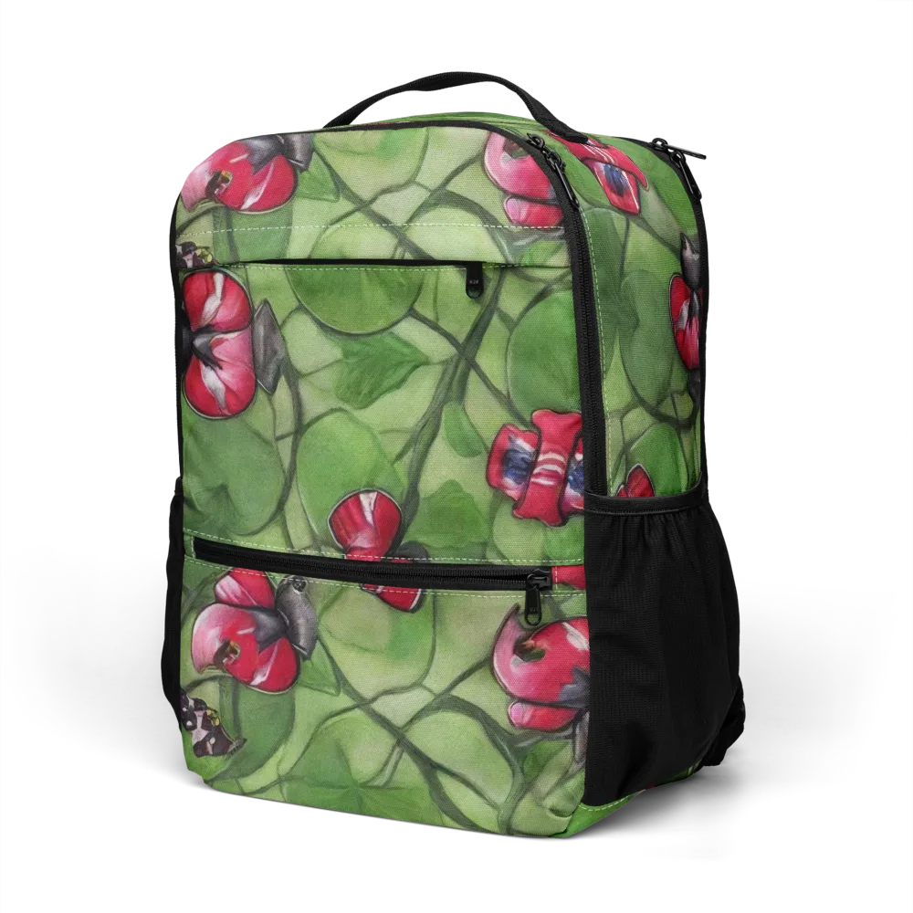 Crimson Lily Pad on Utility Backpack — Left Front