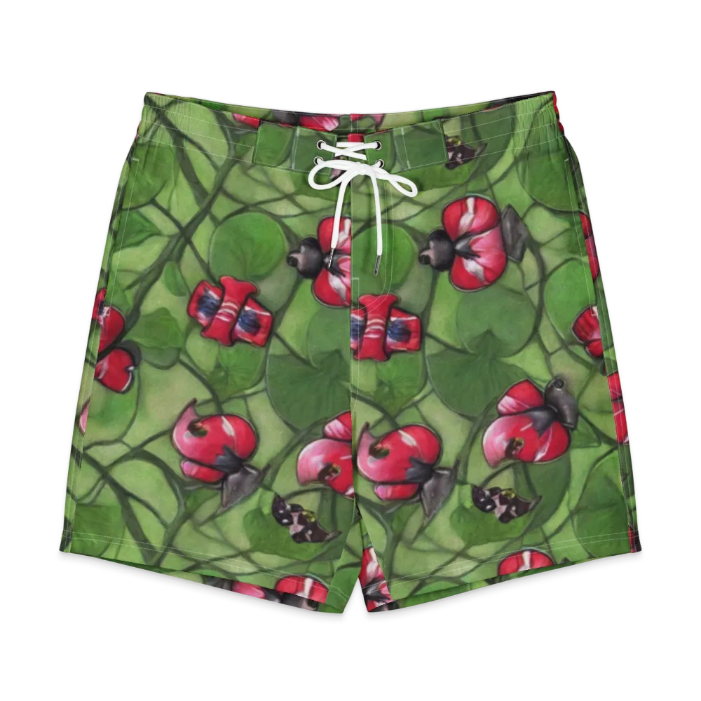 Crimson Lily Pad on Men's Board Shorts — Front