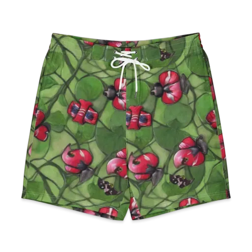 Crimson Lily Pad on a Men's Board Shorts