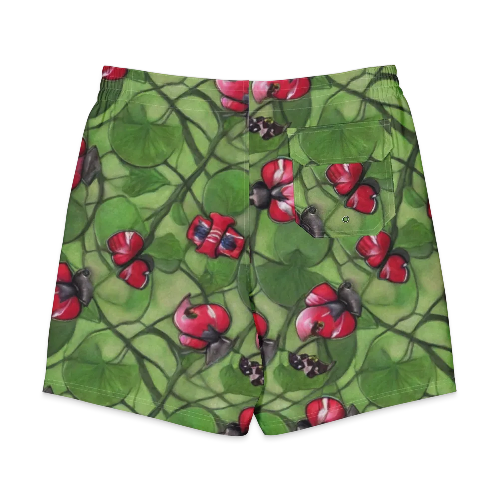 Crimson Lily Pad on Men's Board Shorts — Back