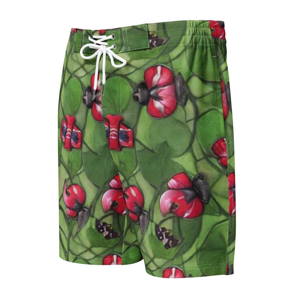 Crimson Lily Pad on Men's Board Shorts — Front