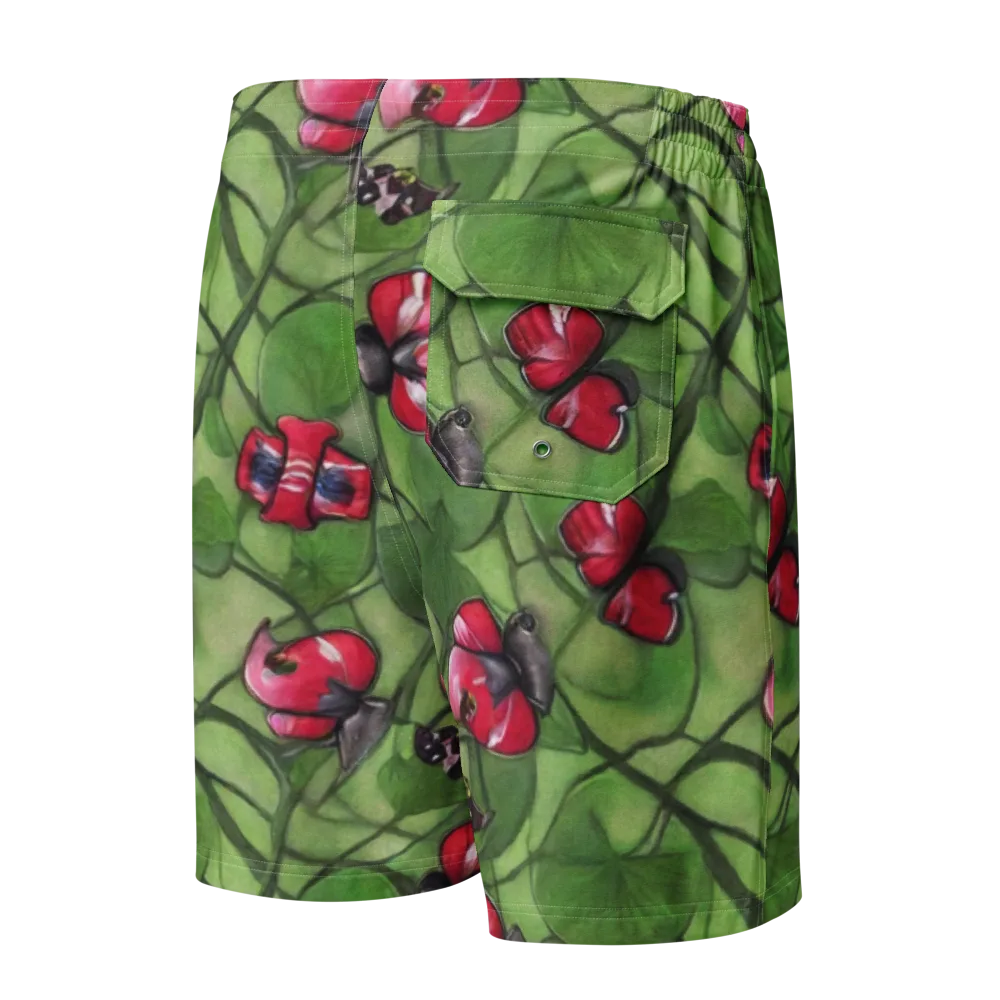 Crimson Lily Pad on Men's Board Shorts — Back