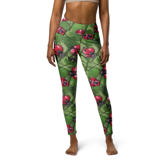 Crimson Lily Pad on a Yoga Leggings