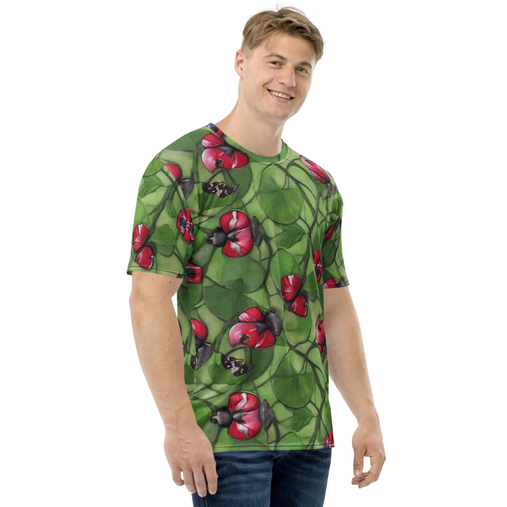 Crimson Lily Pad on Men's Crew Neck T-Shirt — Right