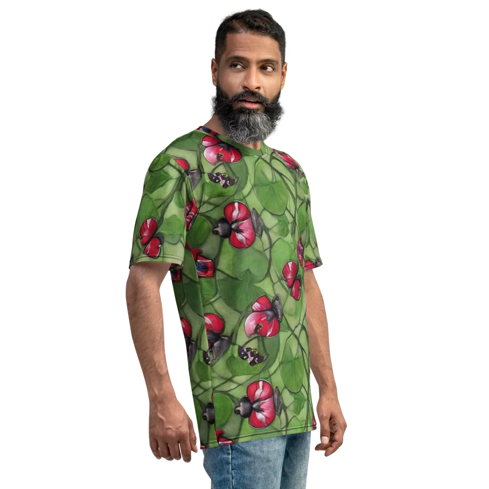 Crimson Lily Pad on Men's Crew Neck T-Shirt — Right