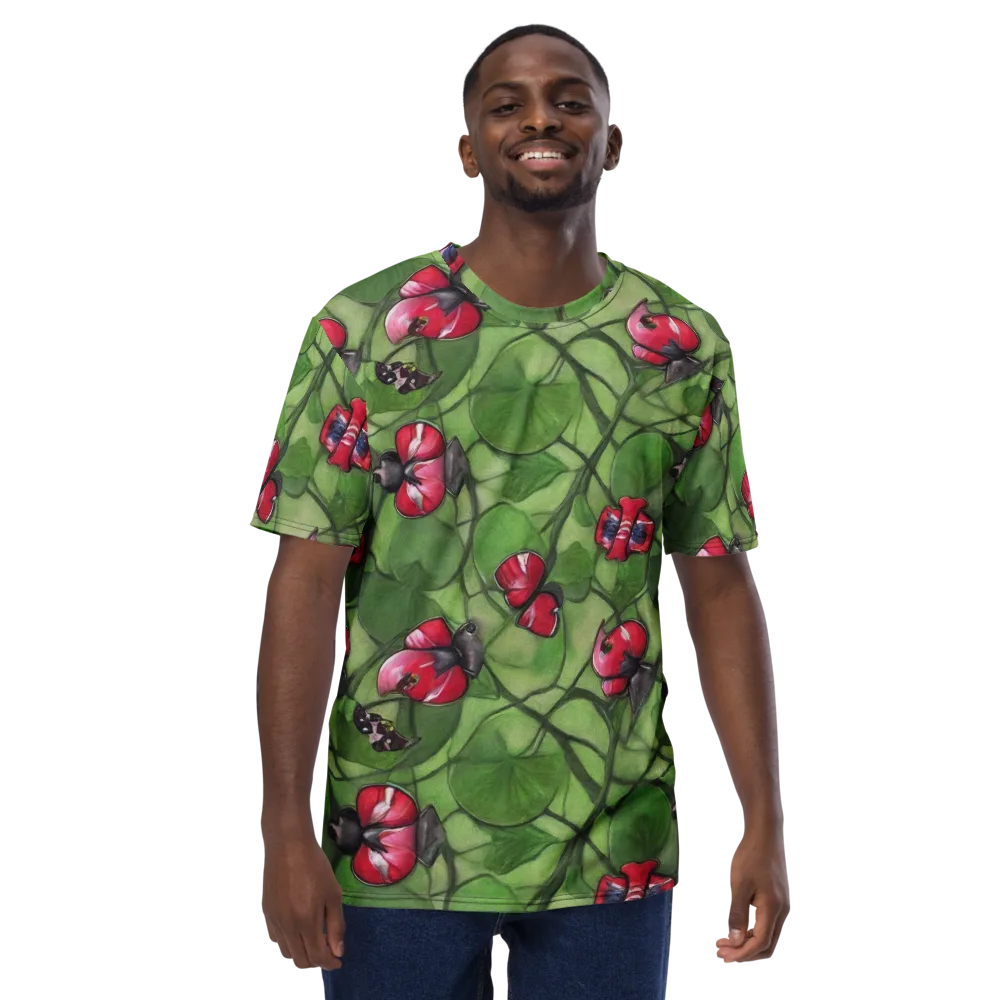 Crimson Lily Pad on Men's Crew Neck T-Shirt — Front