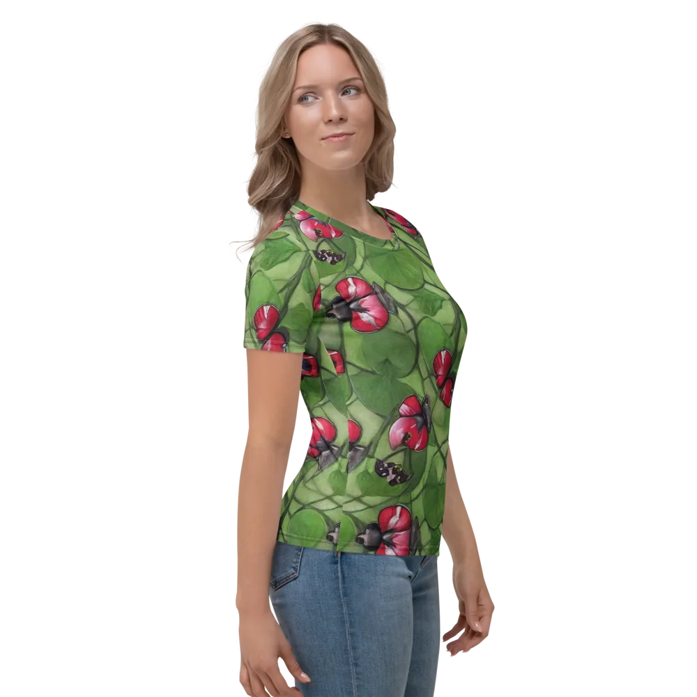 Crimson Lily Pad on Women's Crew Neck T-Shirt — Right