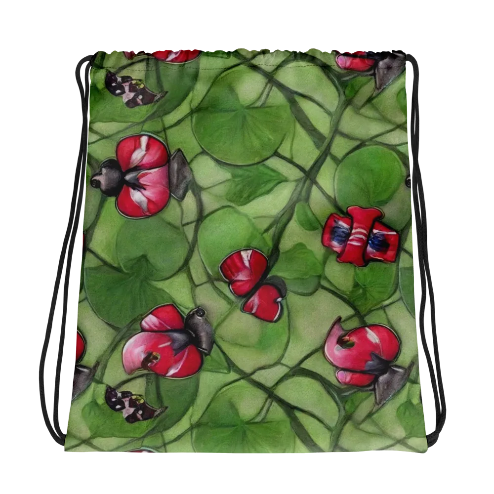 Crimson Lily Pad on Drawstring Bag — Photo