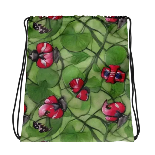 Crimson Lily Pad on a Drawstring Bag