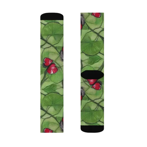 Crimson Lily Pad on a Socks