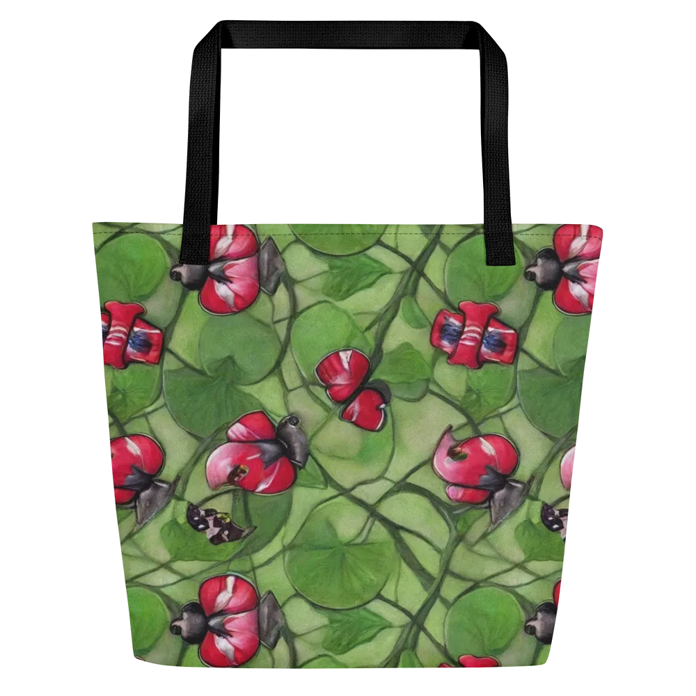 Crimson Lily Pad on Large Tote Bag W/ Pocket — Front