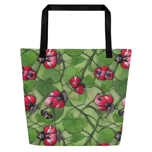 Crimson Lily Pad on a Large Tote Bag W/ Pocket