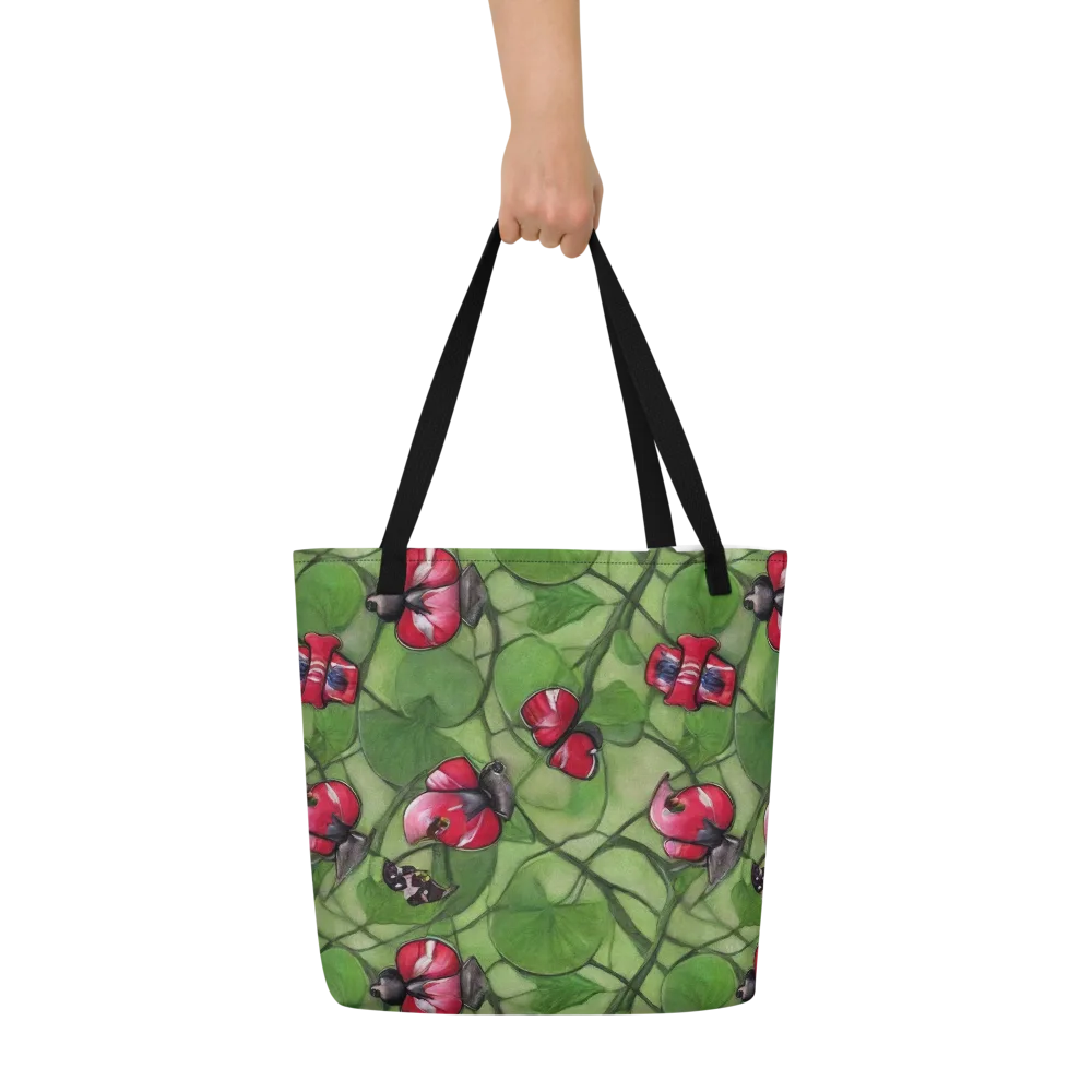 Crimson Lily Pad on Large Tote Bag W/ Pocket — Front