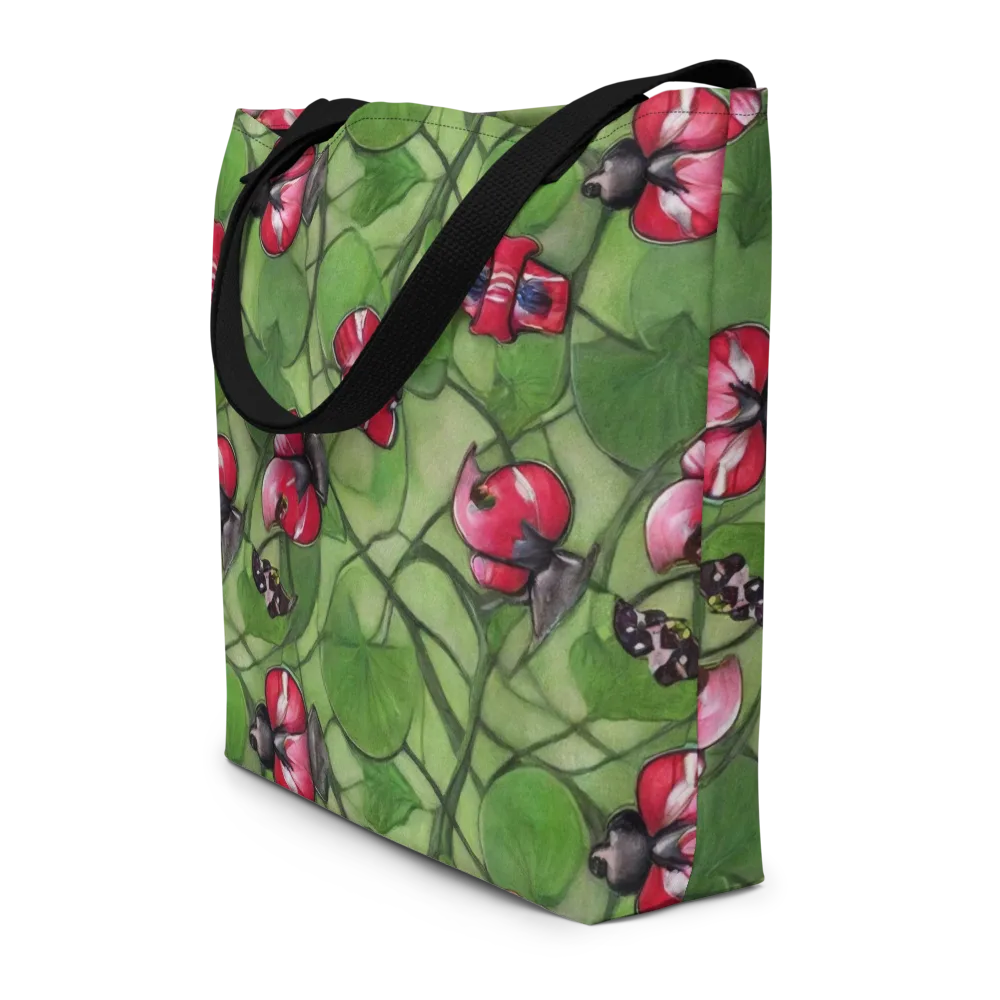 Crimson Lily Pad on Large Tote Bag W/ Pocket — Front