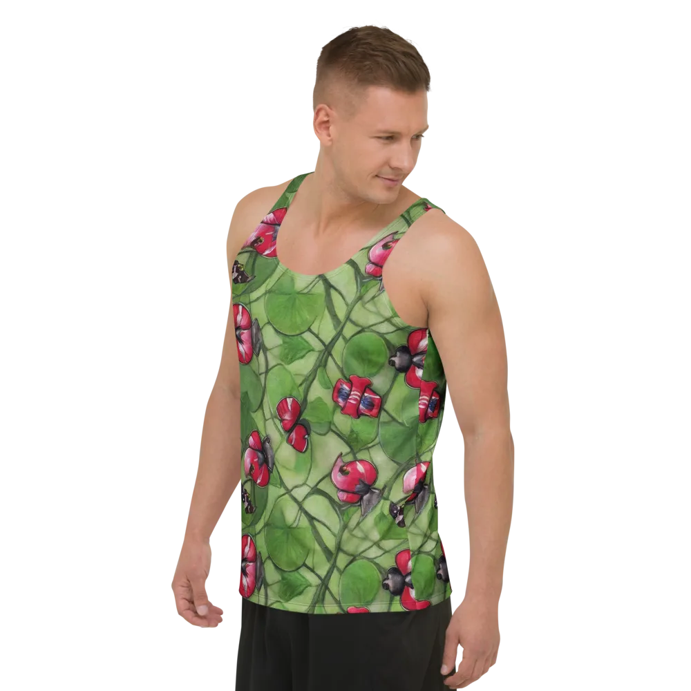 Crimson Lily Pad on Men's Tank Top — Left Front